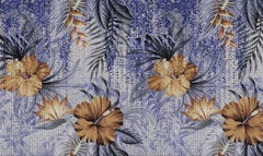 Gold Fall Blue  Wall Paper in Fabric also suitable for wet area