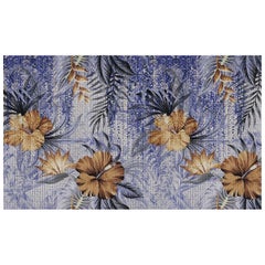 Gold Fall Blue  Wall Paper in Fabric also suitable for wet area