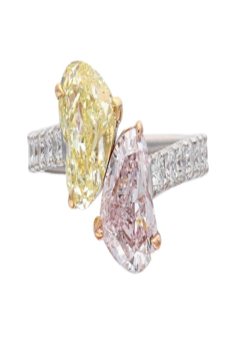 Bague bypass fantaisie en or rose clair et diamant jaune Neuf - En vente à New York, US