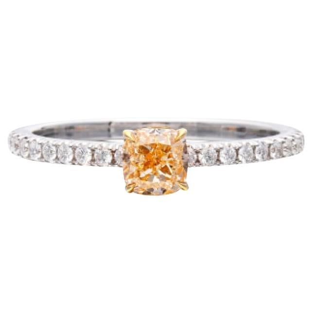 Gold, Fancy Yellowish-Orange Diamond and Diamond Ring