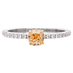 Bague en or, diamant jaune-orange fantaisie et diamant