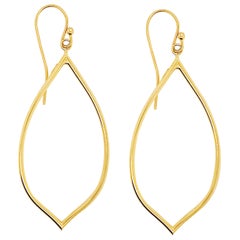 Gold Fashion Earring Dangles 14 Karat Gold Open Tear Drop Lemon Shape Earrings