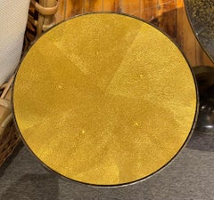 Gold Faux Shagreen Top Side Table with Bronze Legs, Made in Germany
