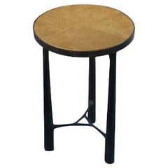 Gold Faux Shagreen Top, Bronze Base Side Table, Germany, Contemporary