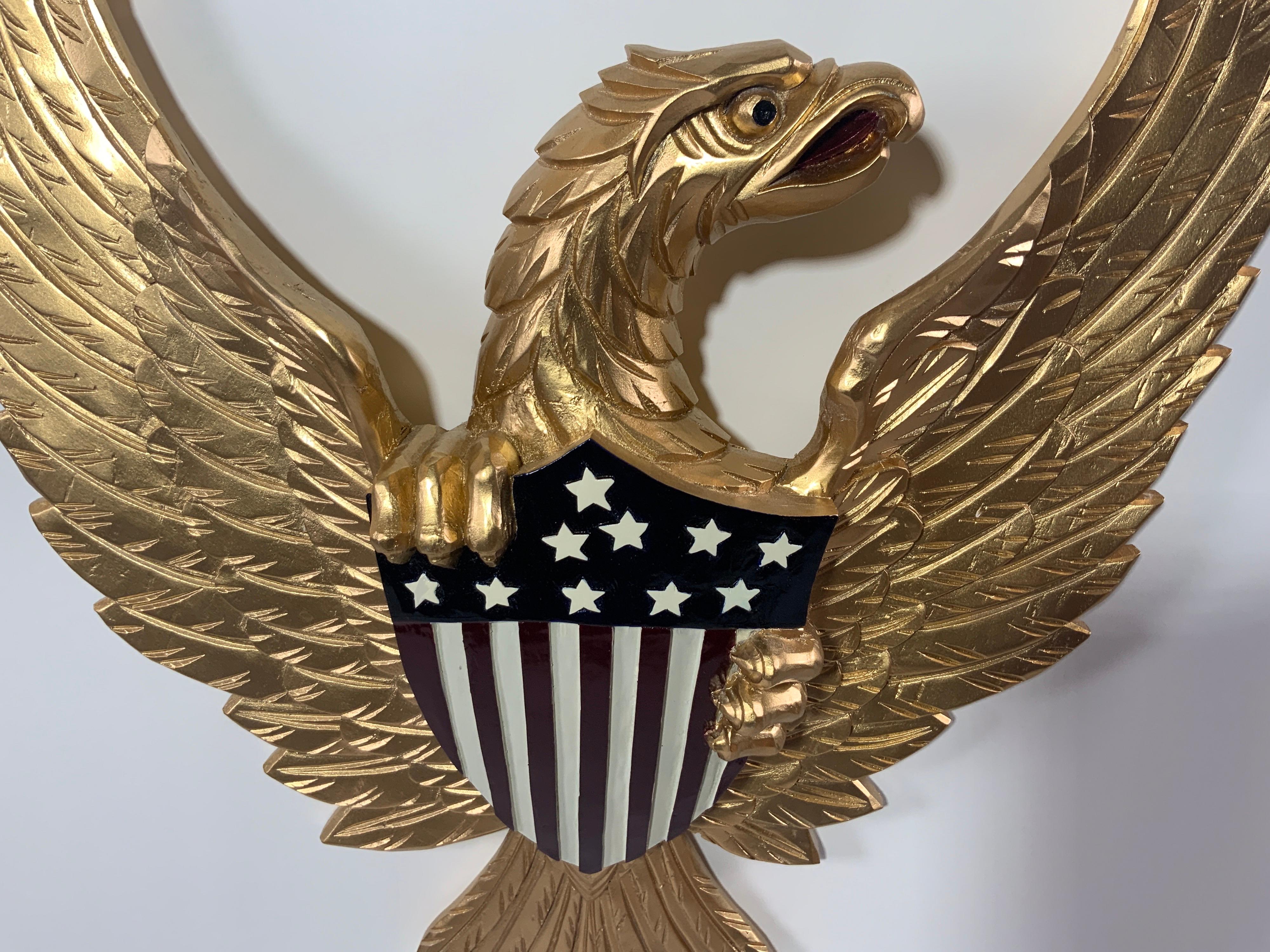 Gold Federal Carved Eagle In Excellent Condition For Sale In Norwell, MA