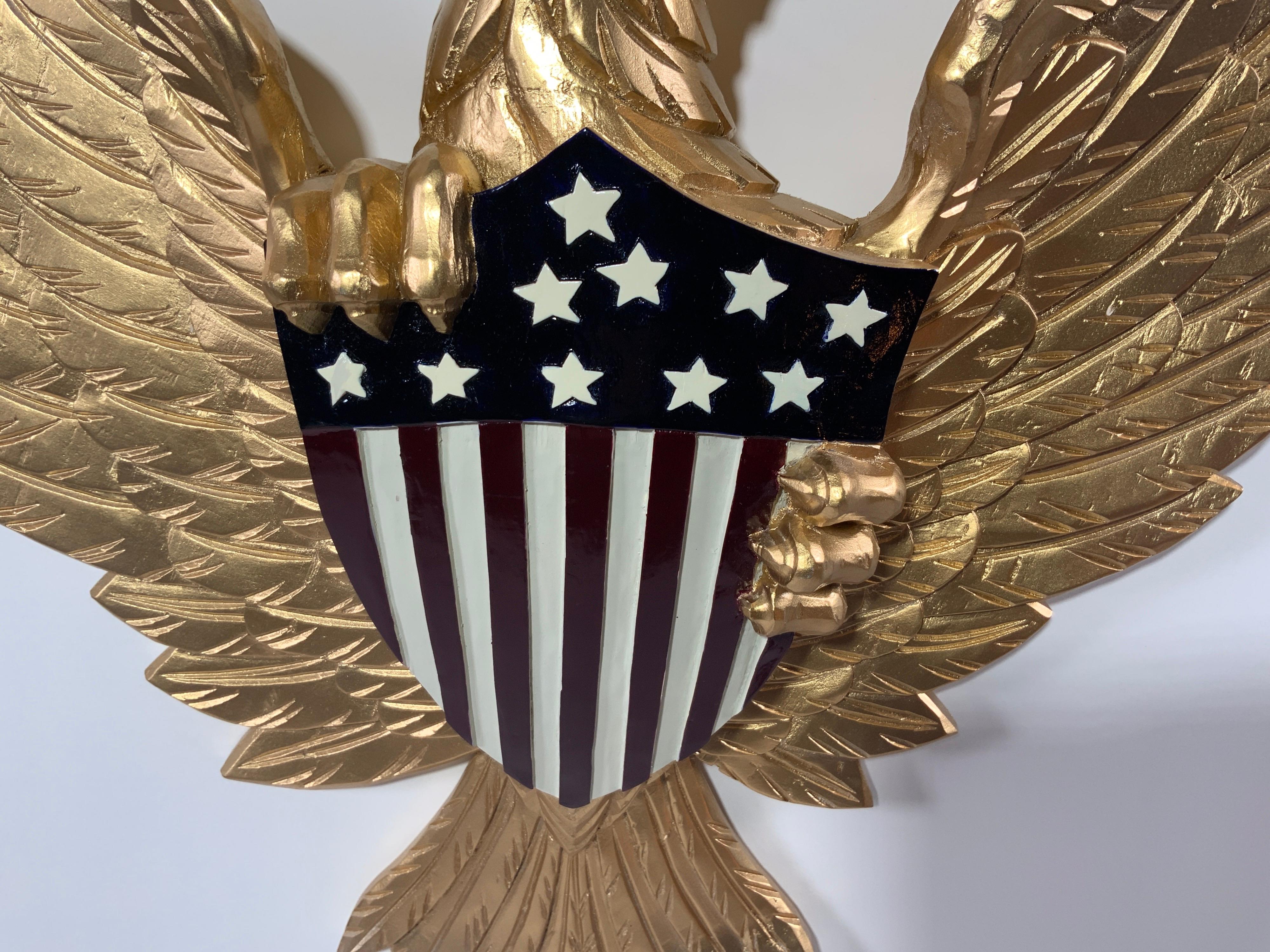 Contemporary Gold Federal Carved Eagle For Sale