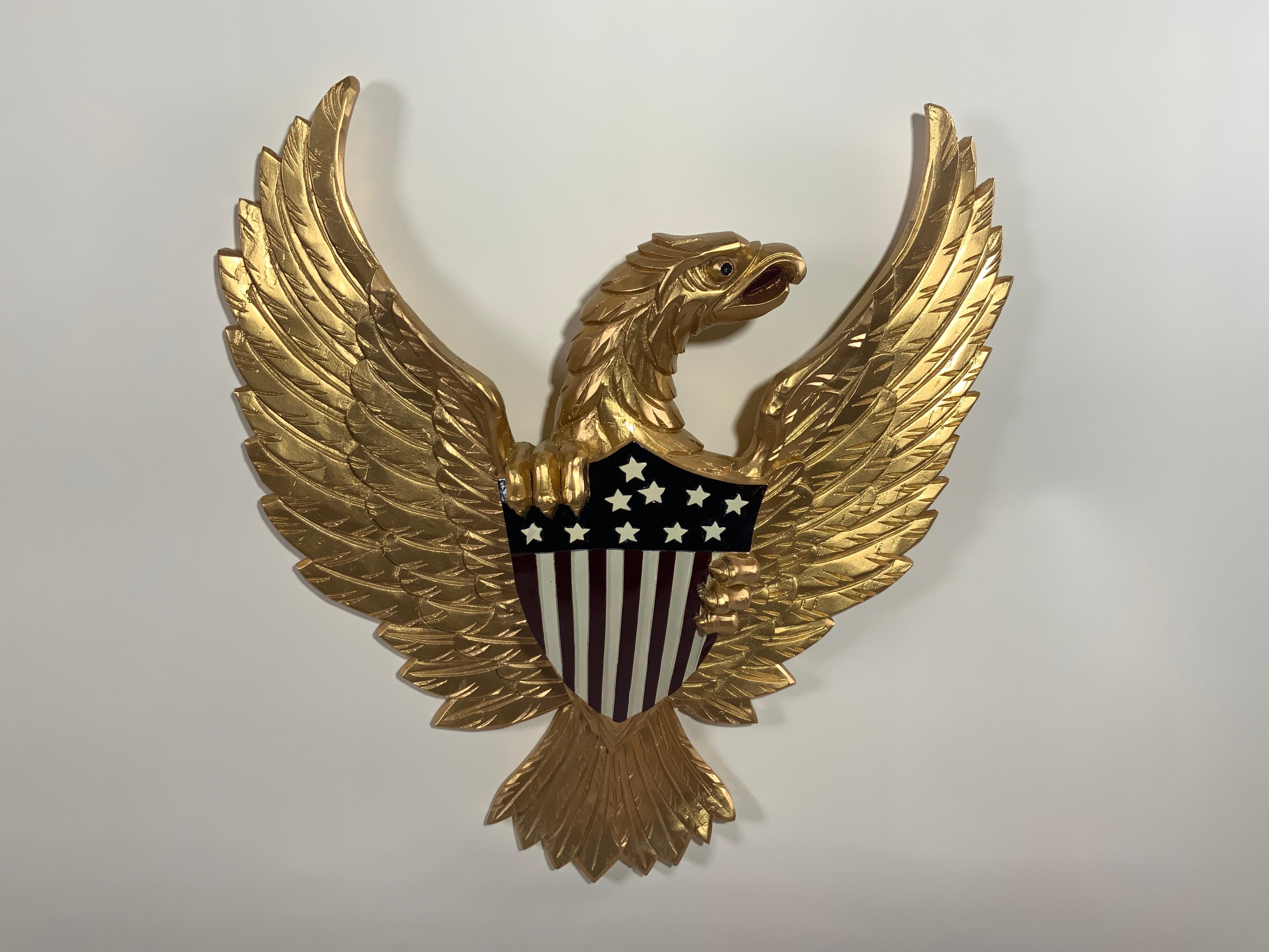 Wood Gold Federal Carved Eagle For Sale