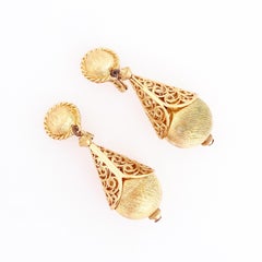 Gold Filigree "Bolero" Statement Earrings By Monet, 1960s