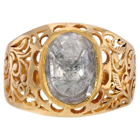 Gold Filigree Diamond Cocktail Ring For Sale