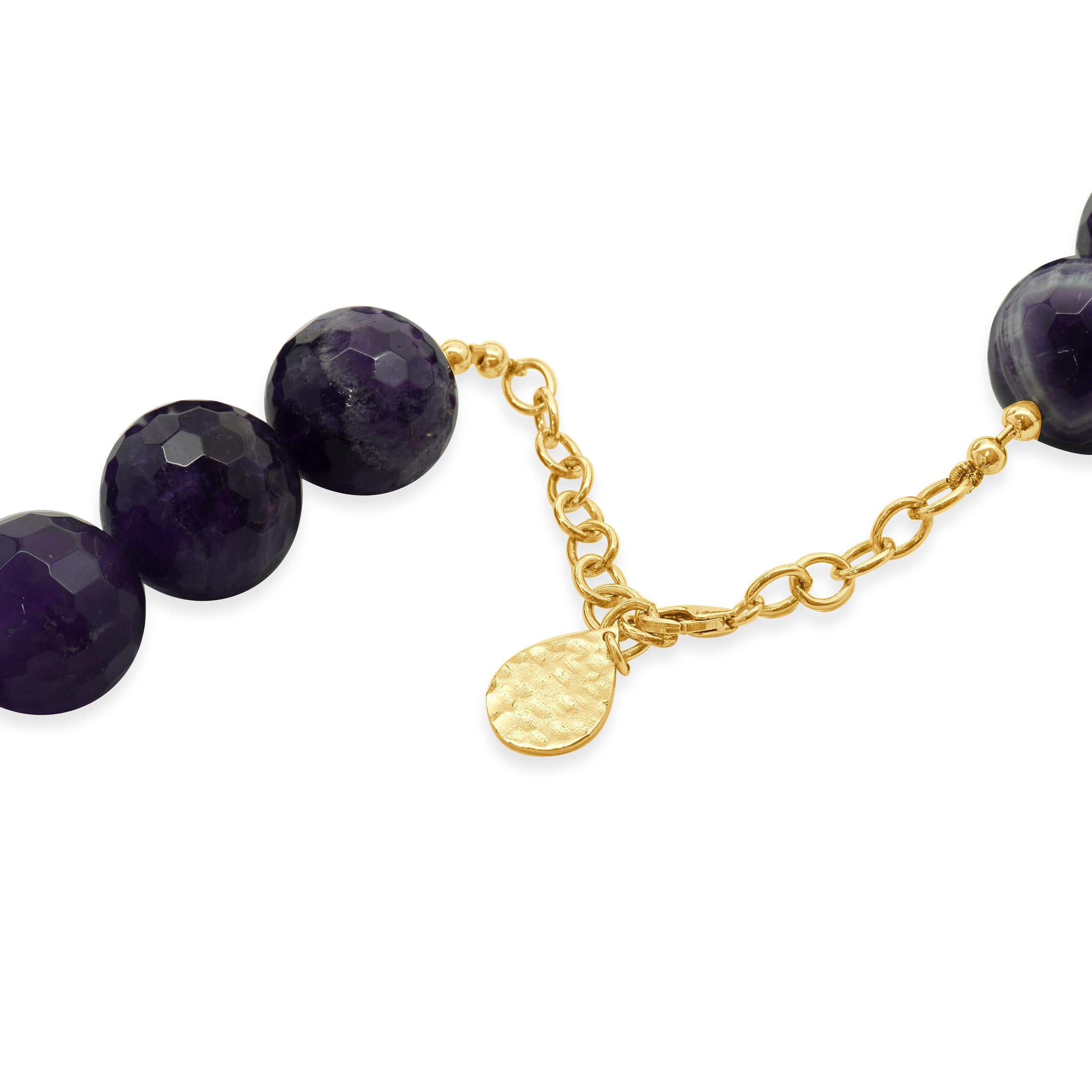 Gold Filled 19MM Amethyst Beaded Necklace In Excellent Condition For Sale In Scottsdale, AZ