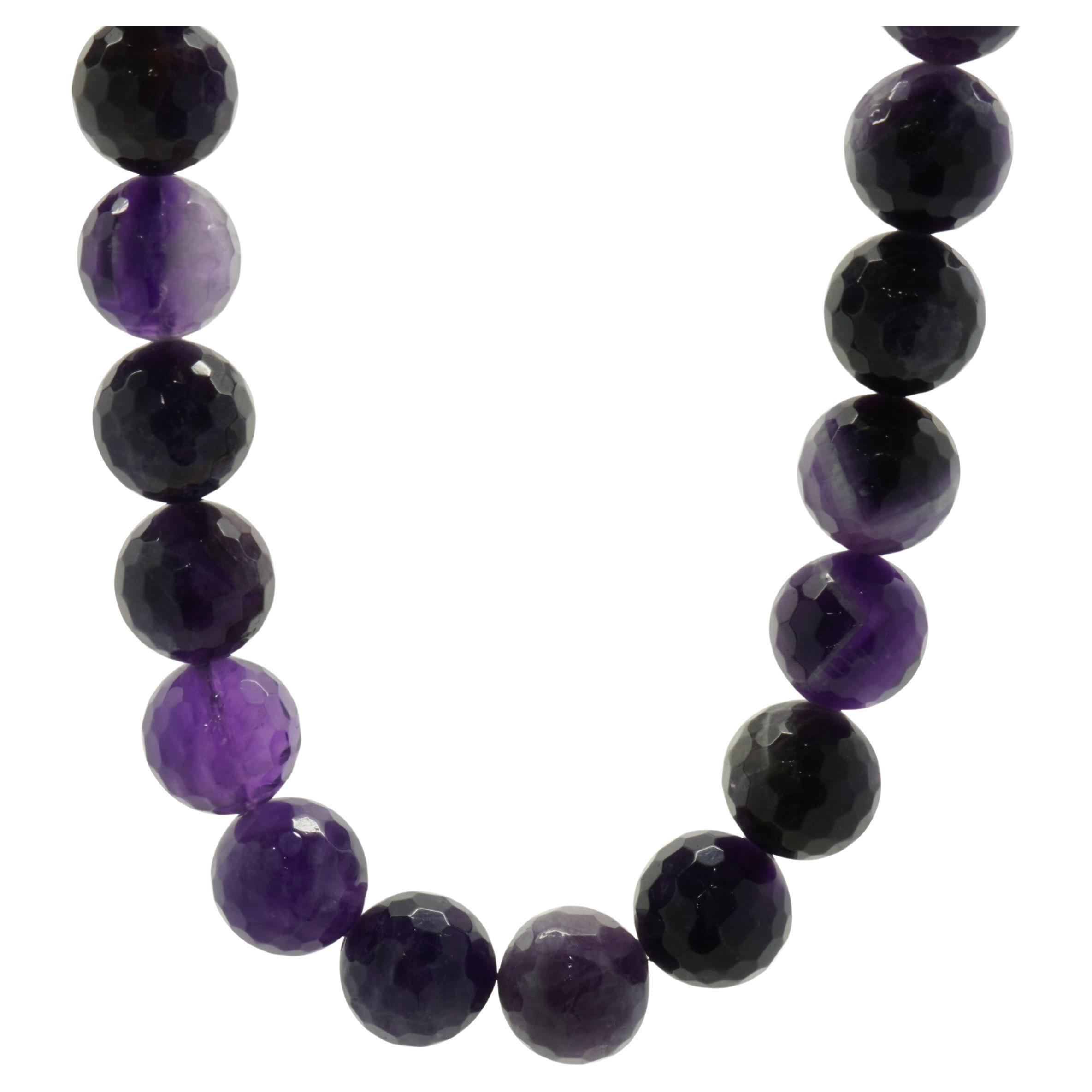 Gold Filled 19MM Amethyst Beaded Necklace For Sale