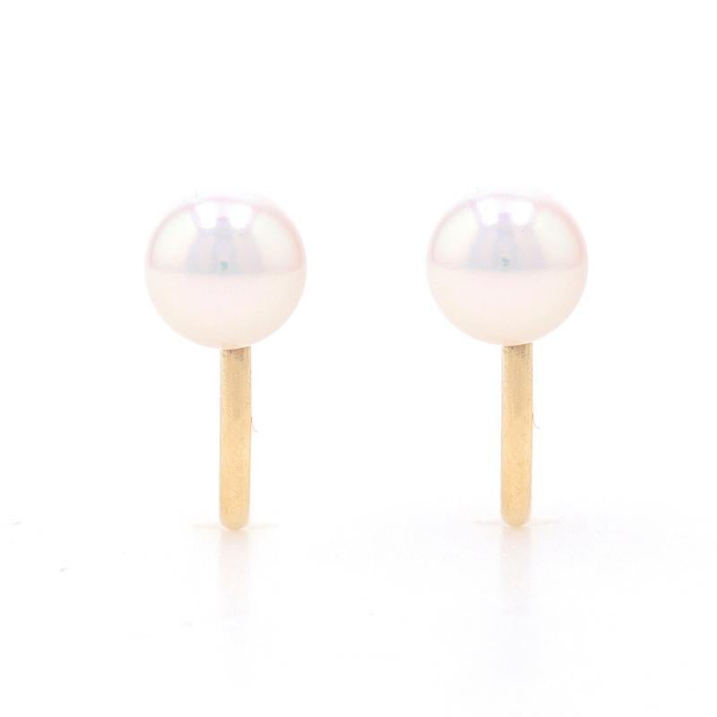 Gold Filled Akoya Pearl Stud Earrings - Non-Pierced Screw-Ons For Sale