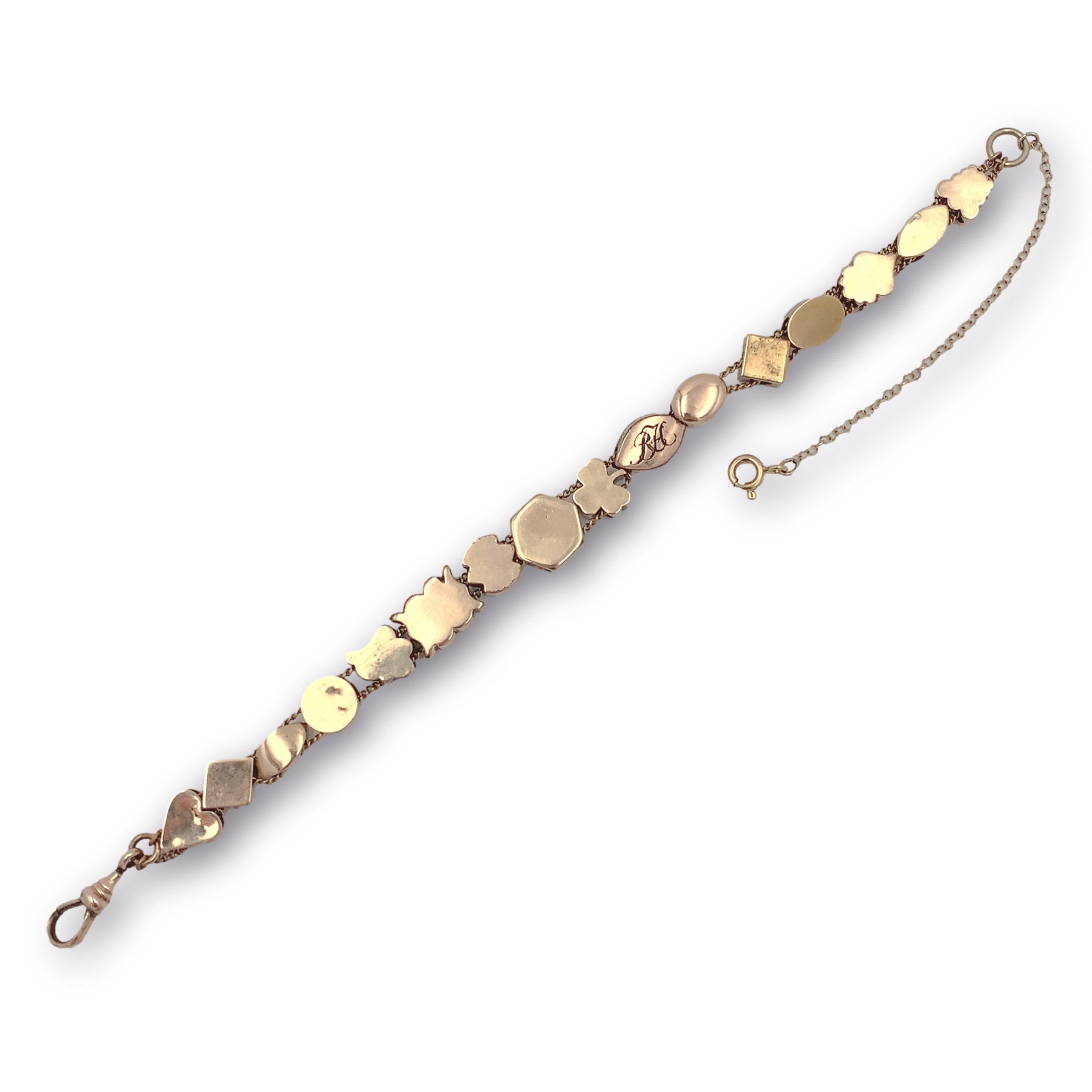 Viktorianisches 16 Schienen-Armband aus Gold mit Goldfüllung und Goldplatte aus Gold mit Opalen, Rubinen und Saatgut 2