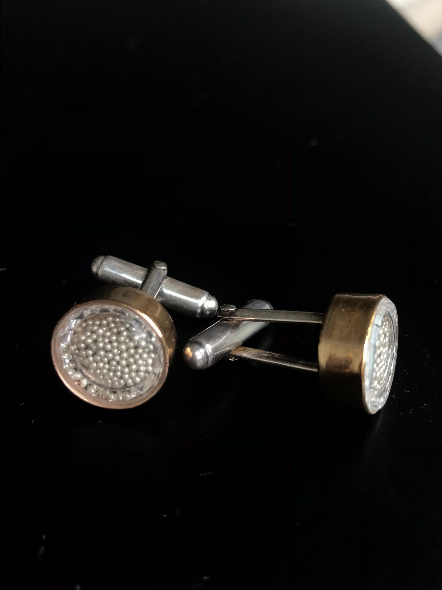 Sterling silver and Gold filled cufflinks, filled with Venetian lampworked 