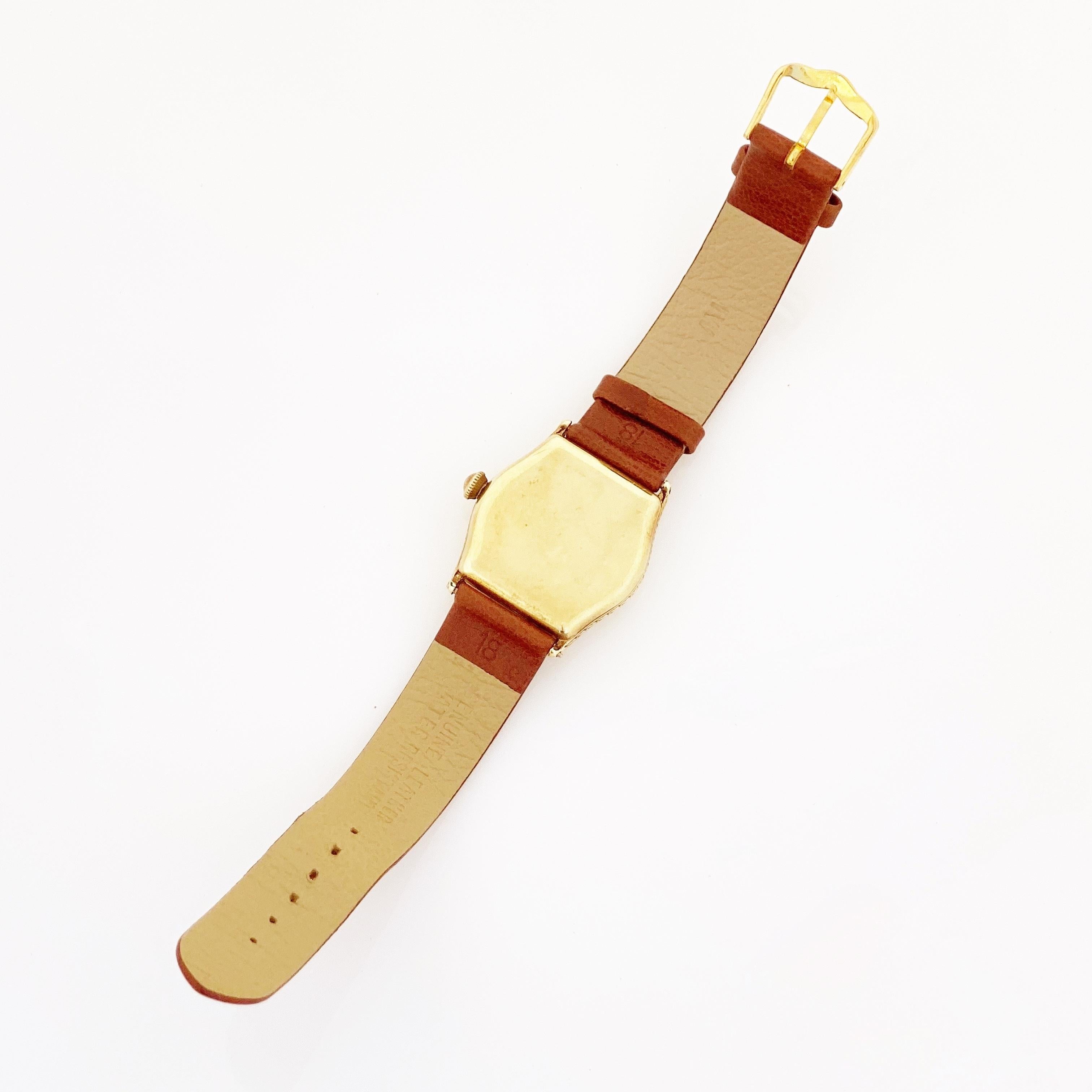 Modern Gold Filled Art Deco Watch with Leather Strap by Illinois, 1920s