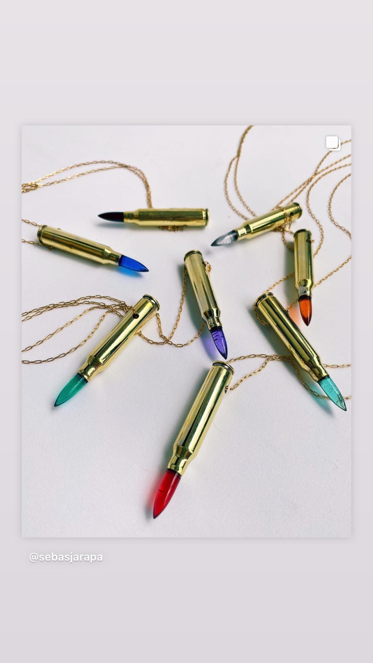 Artist Gold filled bullet casket with colored resin tip For Sale