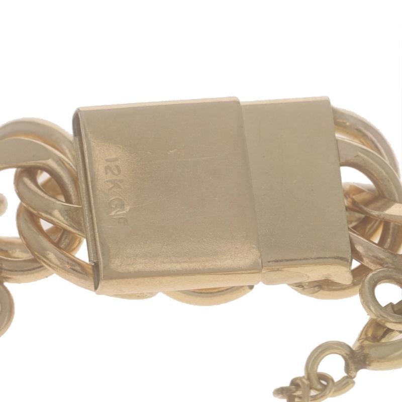 Gold gefüllt Diamantschliff Doppelbogen-Kettenarmband 7 1/4