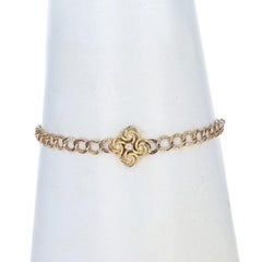 Gold Filled Diamond Victorian Love Knot Bracelet 7 3/4" - Mine .12ctw Antique