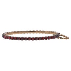Bracciale a cerniera vittoriano con granato riempito d'oro a punta tonda da 6" Antico