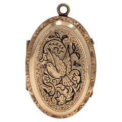 Ciondolo a forma di uccello vittoriano riempito d'oro - Nature Antique