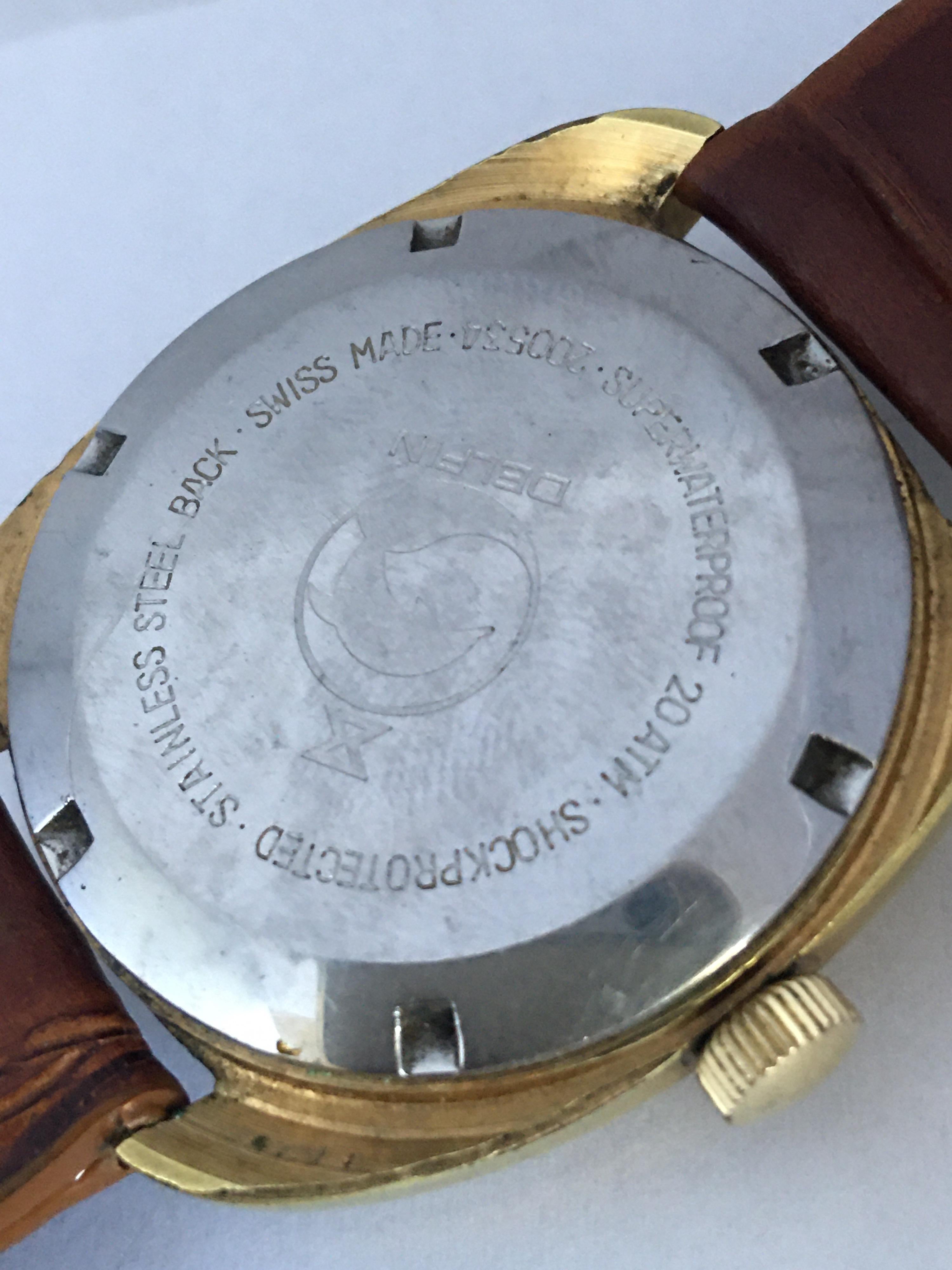 Gold Filled Vintage 1970s Edox Hydrostar Delfin Mechanical Watch In Good Condition For Sale In Carlisle, GB