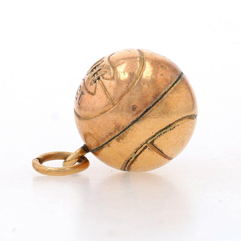 Gold Filled Vintage Basketball Charm - Sports Pendant In Good Condition For Sale In Greensboro, NC