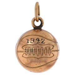 Gold Filled Vintage Basketball Charm - Sports Pendant