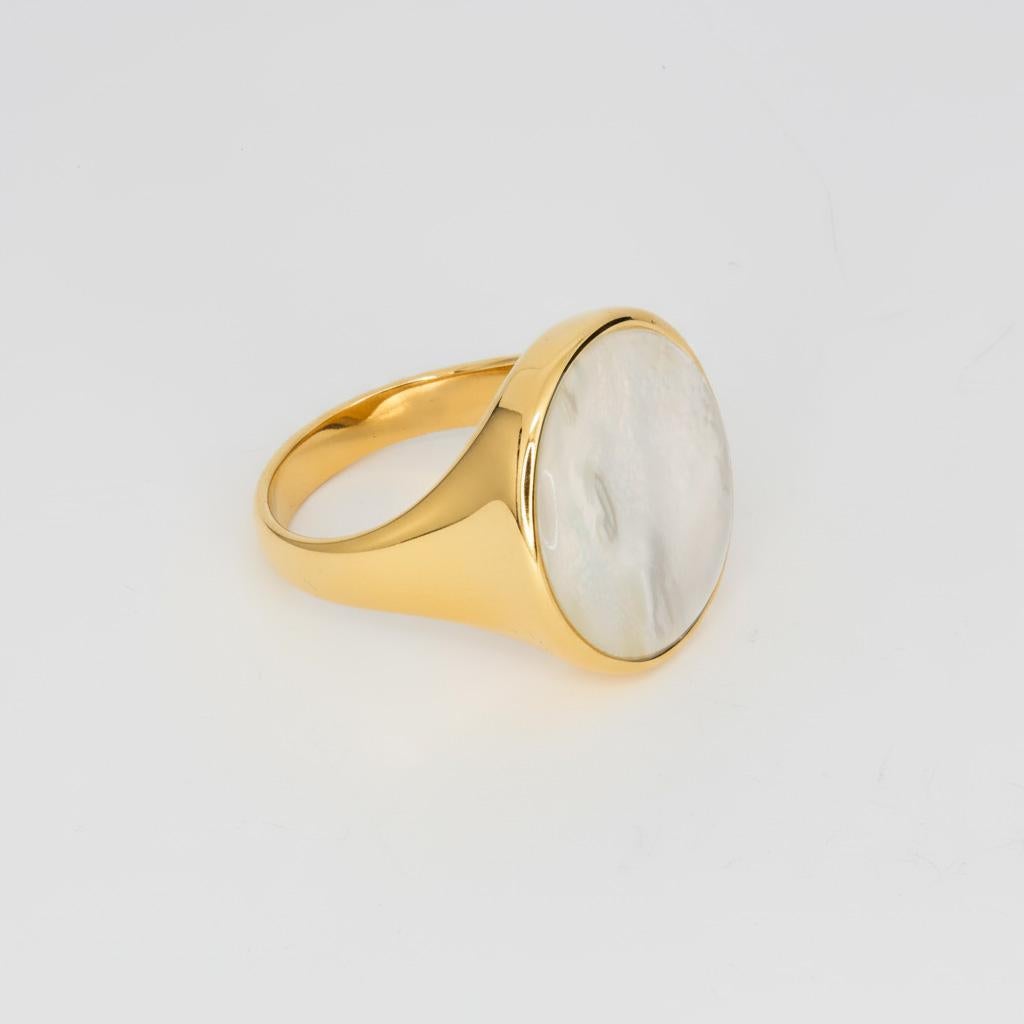 in vendita:  Anello con pesce d'oro dipinto con cammeo di madreperla, anello personalizzato 7