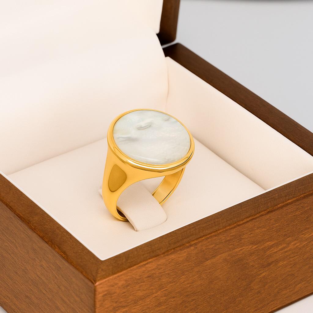 in vendita:  Anello con pesce d'oro dipinto con cammeo di madreperla, anello personalizzato 8