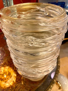 Goldfleck Murano Glas Vase mit Filamenten Signiert von Costantini 1980s