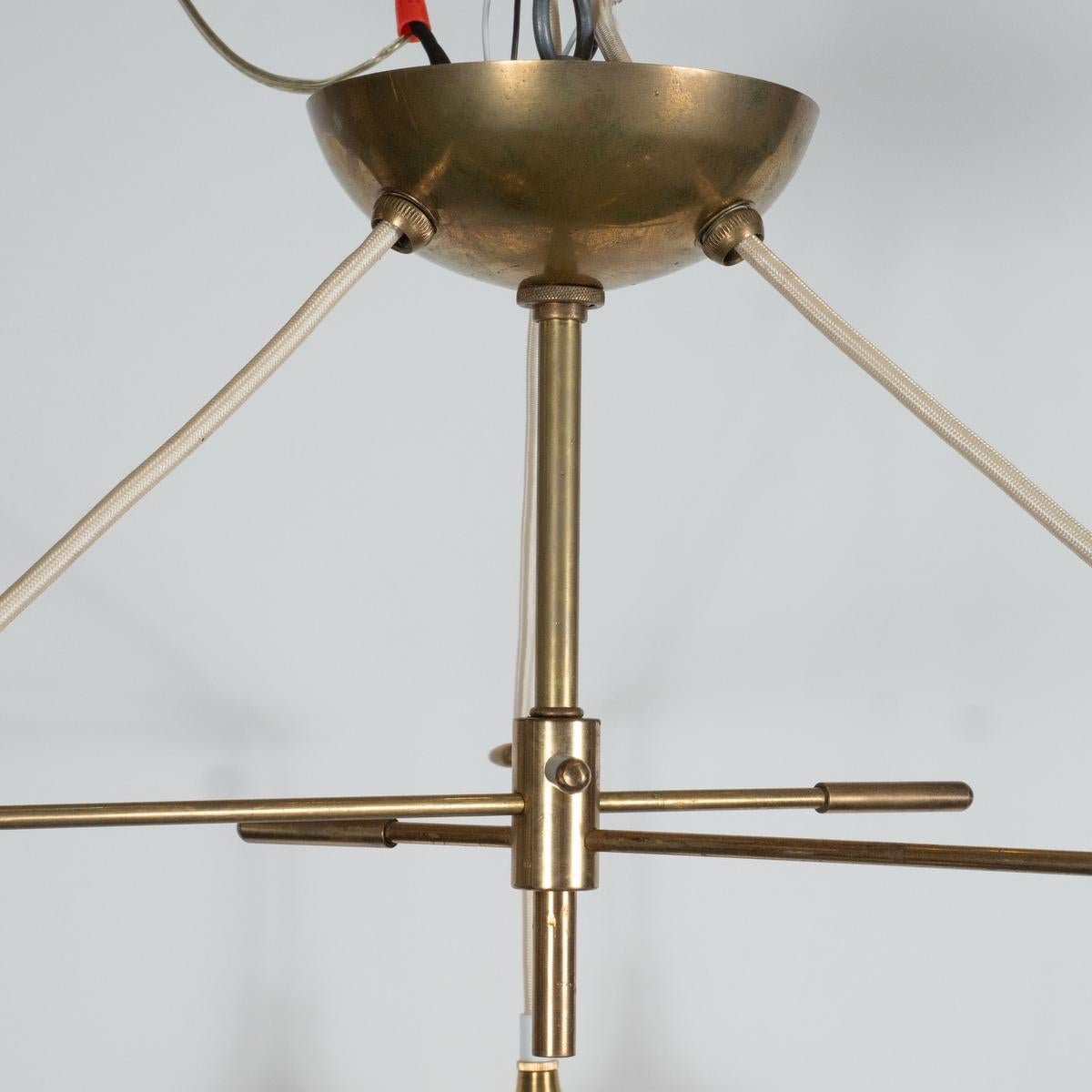 Mid-20th Century Gold-Flecked Murano Glass Suspension Chandelier For Sale