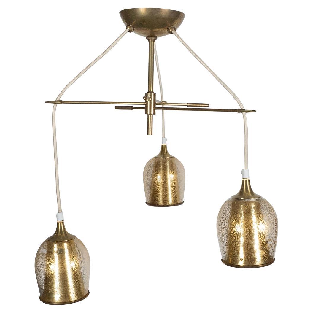 Gold-Flecked Murano Glass Suspension Chandelier For Sale