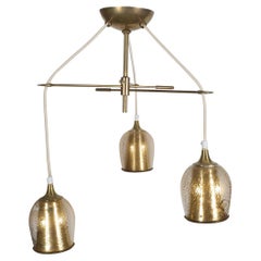Lámpara de suspensión de cristal de Murano dorado