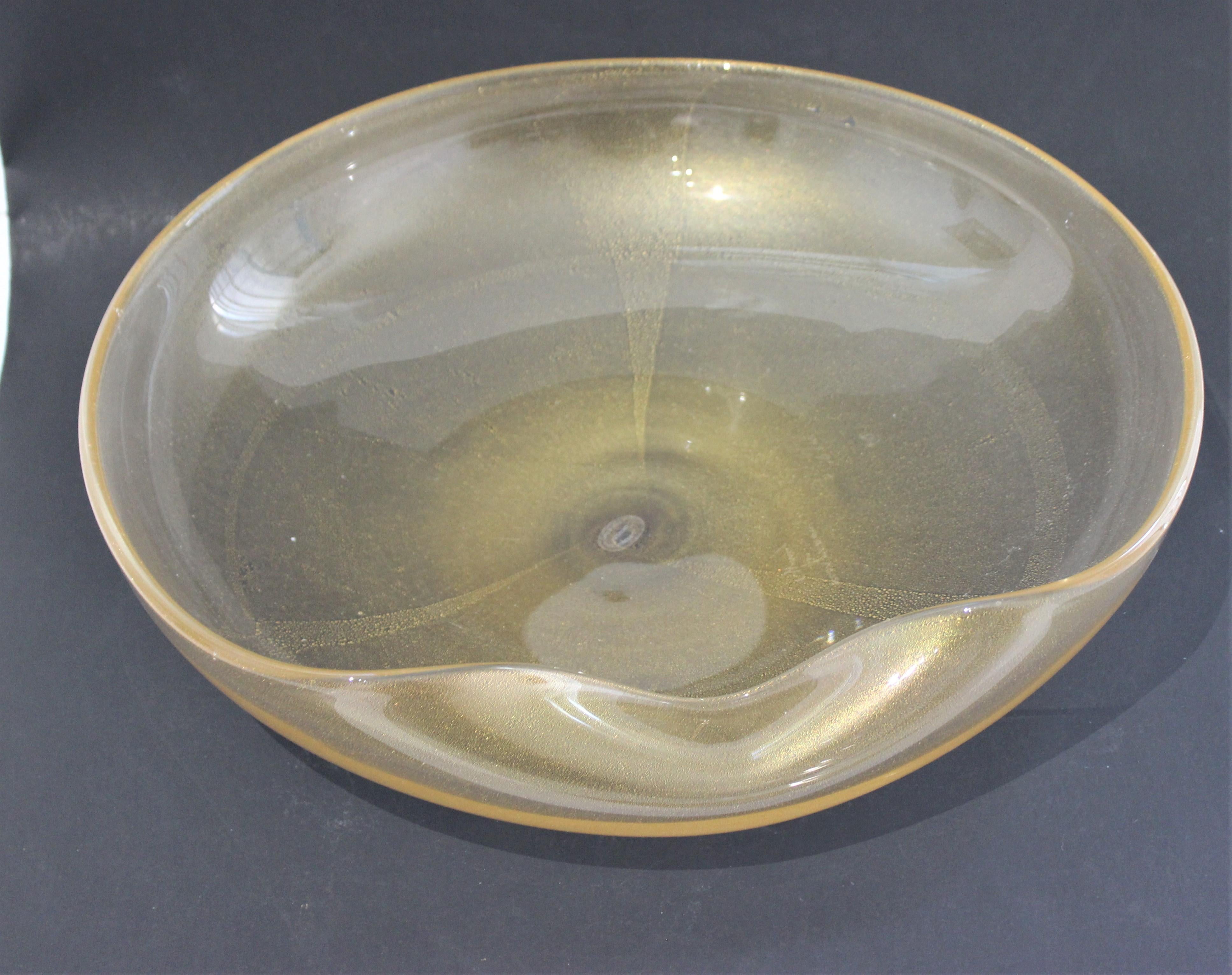 Modern Gold Flecked Thumb Bowl Elsa Peretti Seguso Archimedes