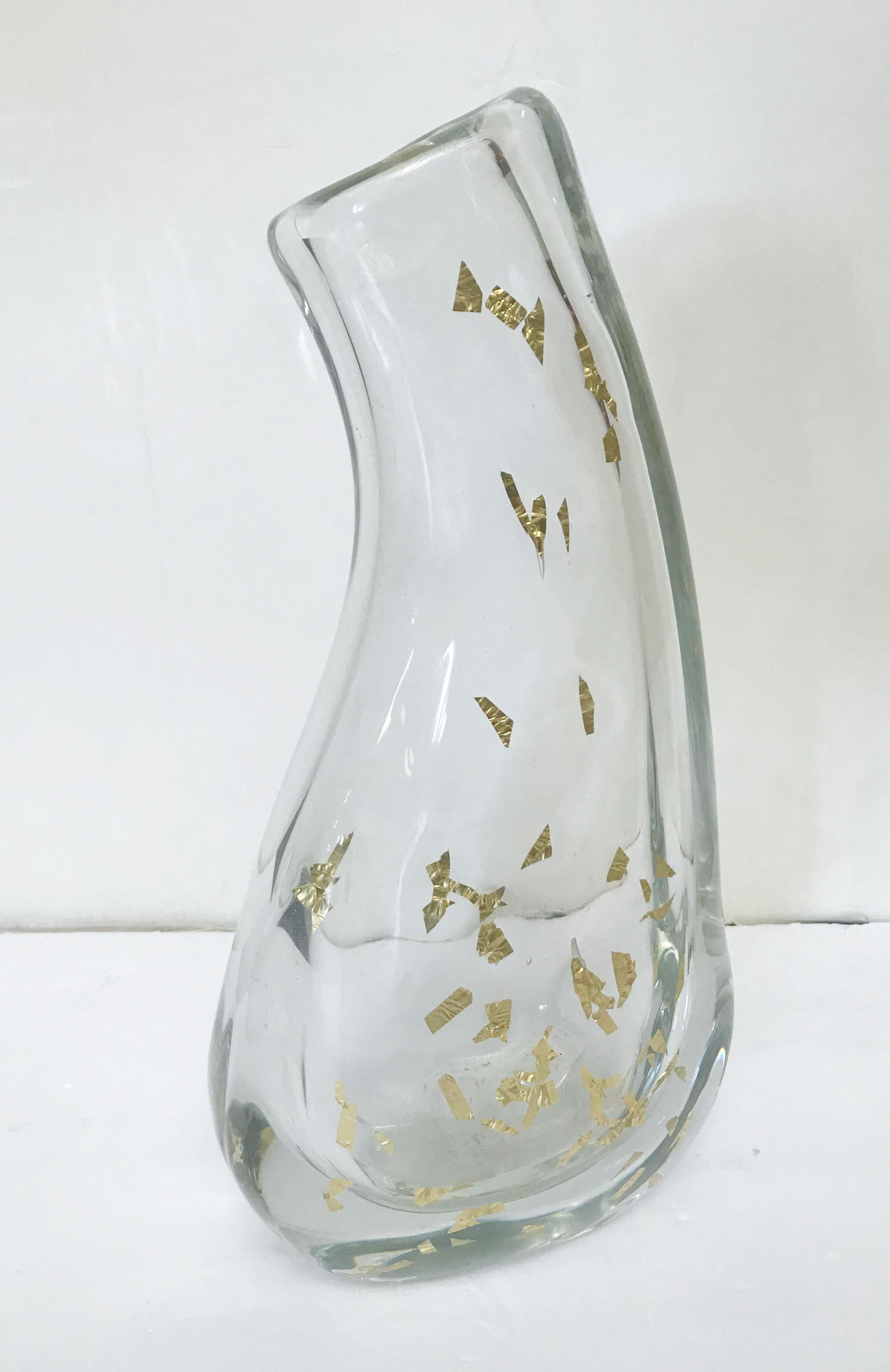 Mid-Century Modern Gold Flecks Murano Vase