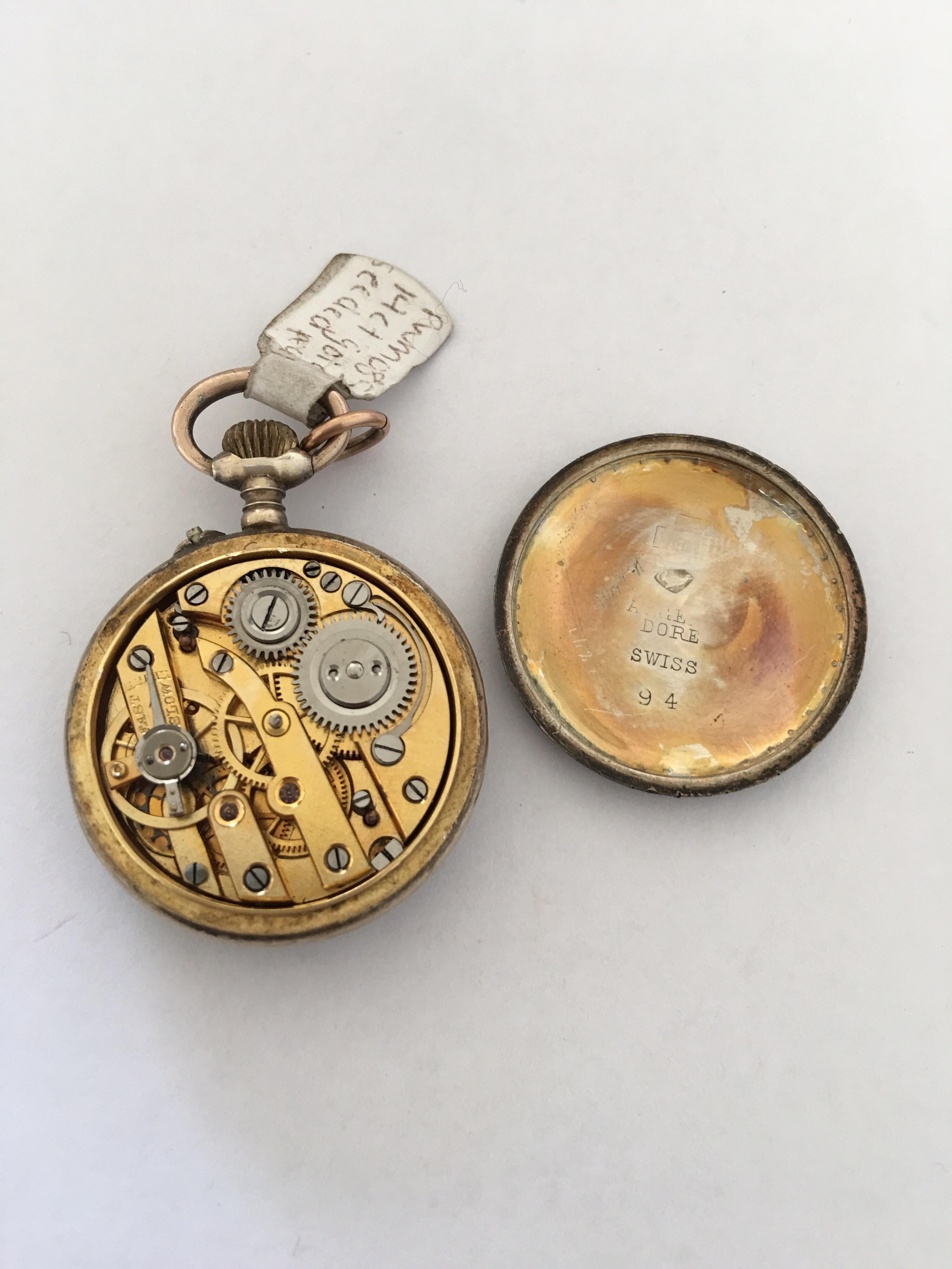 Gold Fleur-de-lis Inlaid in Red Enamel, Seeded Pearl, Silver and Gold Fob Watch 1