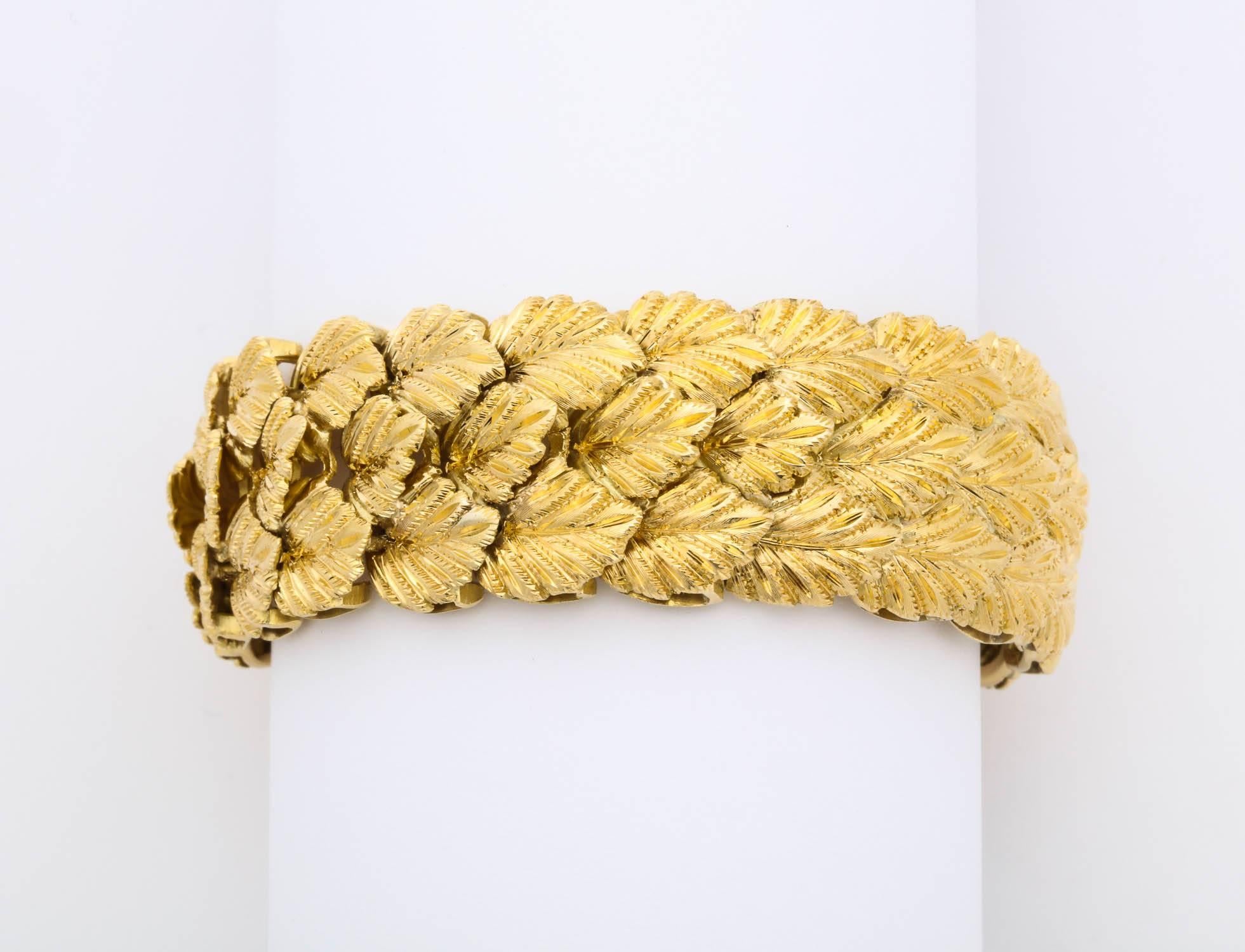 Contemporary Gold Flexible Leaf Bracelet