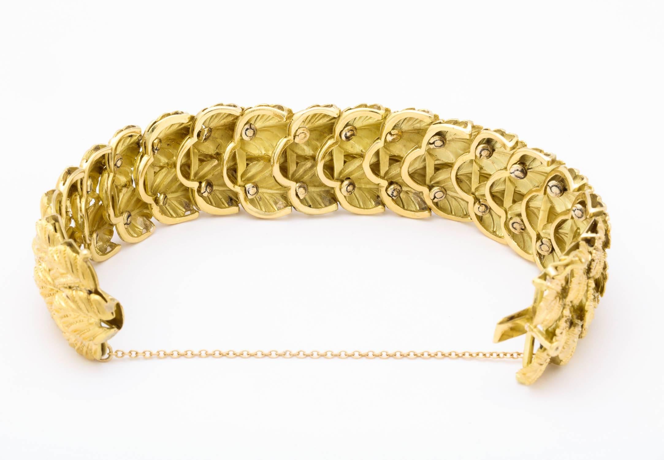 Gold Flexible Leaf Bracelet 2