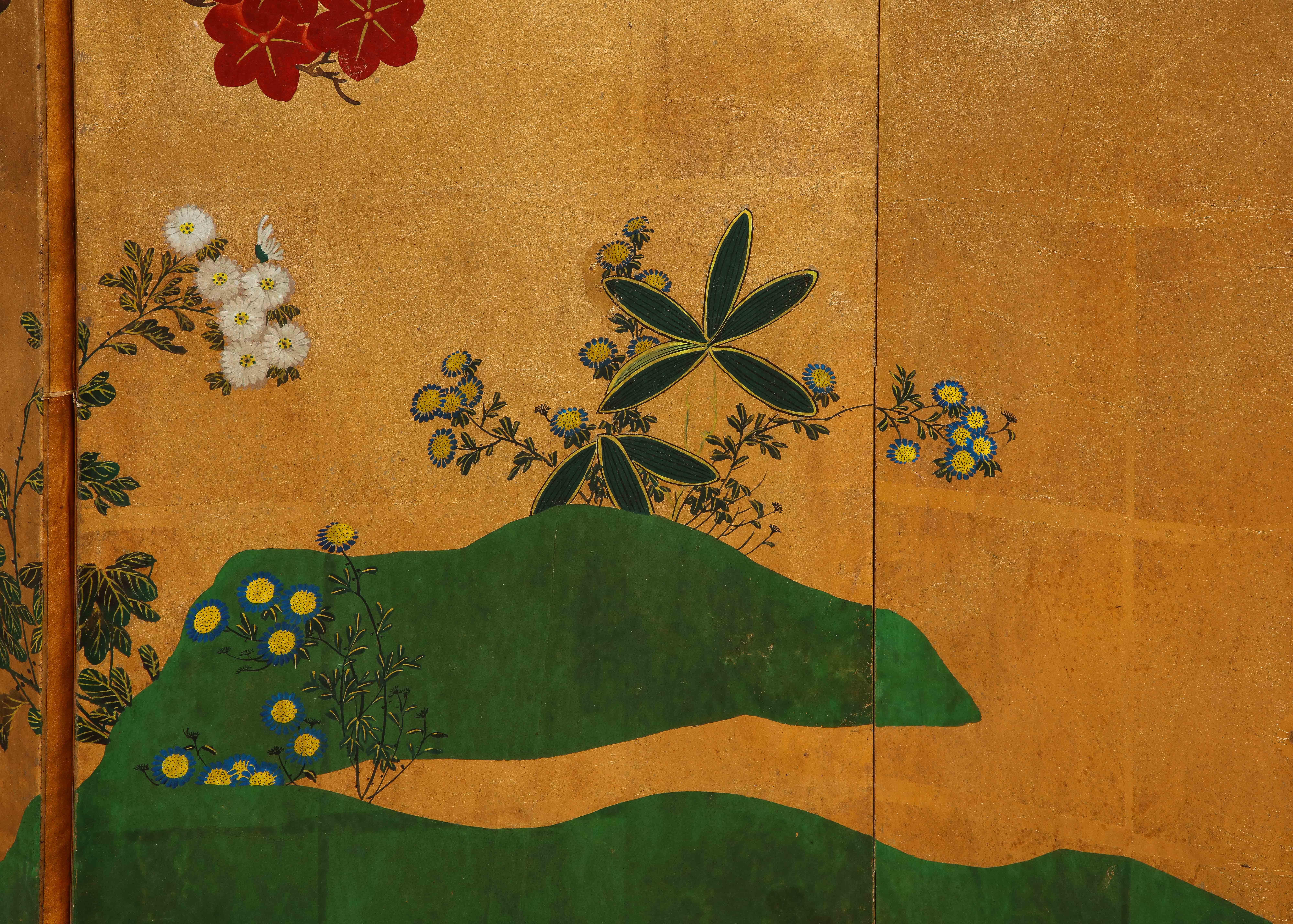 Paravent à 6 panneaux DeGournay de style Chinoiserie à décor floral doré 5