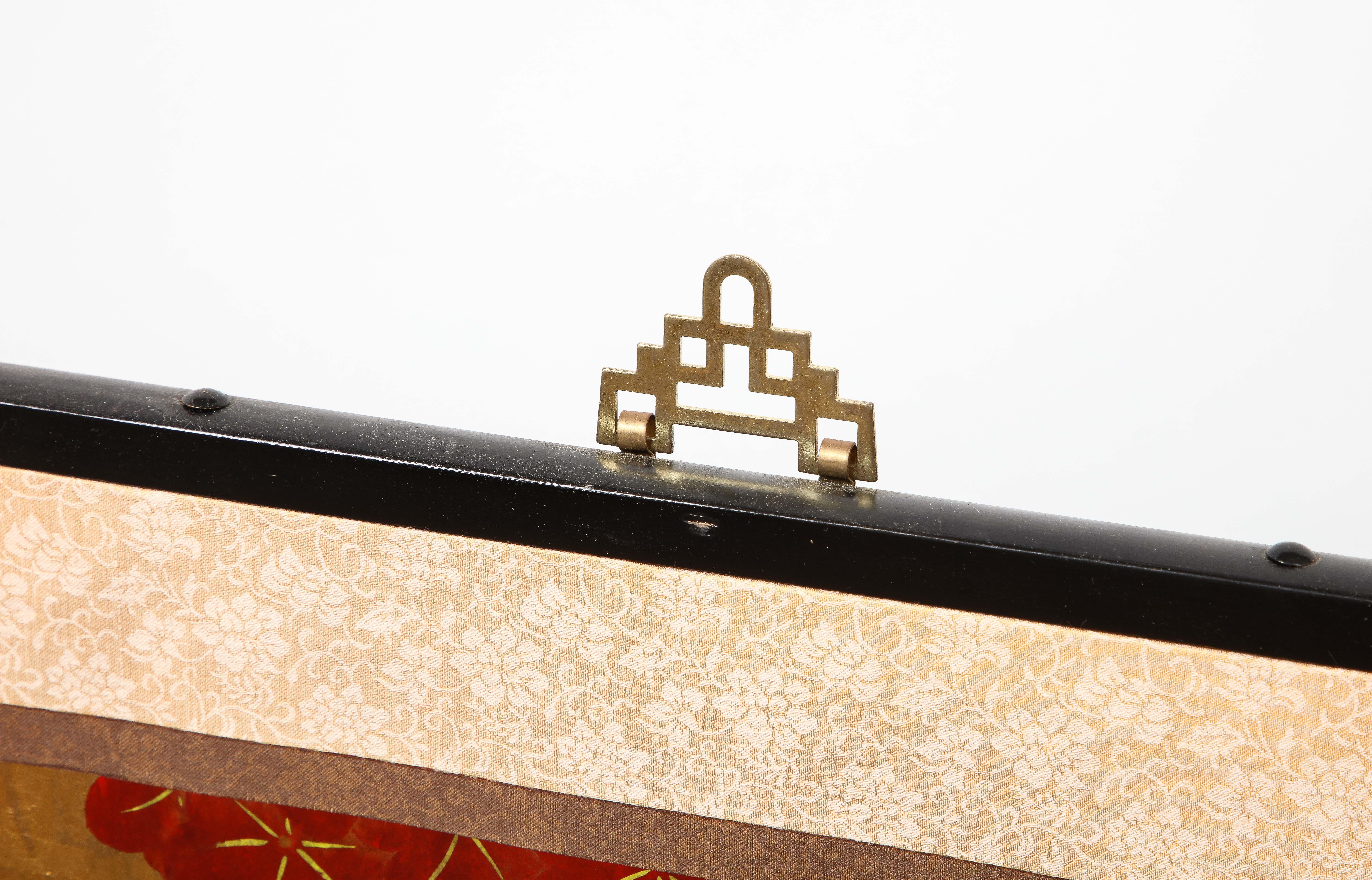 Gold Floral-Detail DeGournay Chinoiserie Stil 6-Panel Bildschirm im Angebot 1