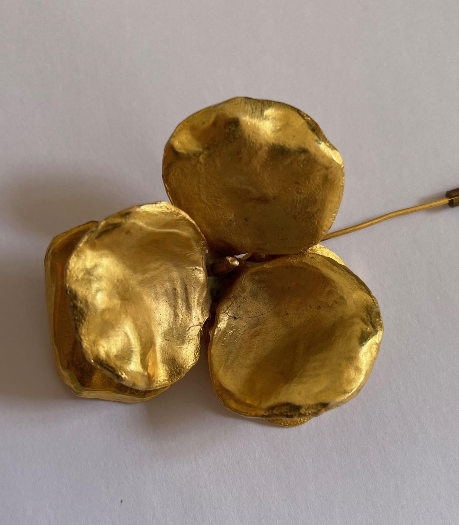 Gold Flower Brooch by Lanvin For Sale 1