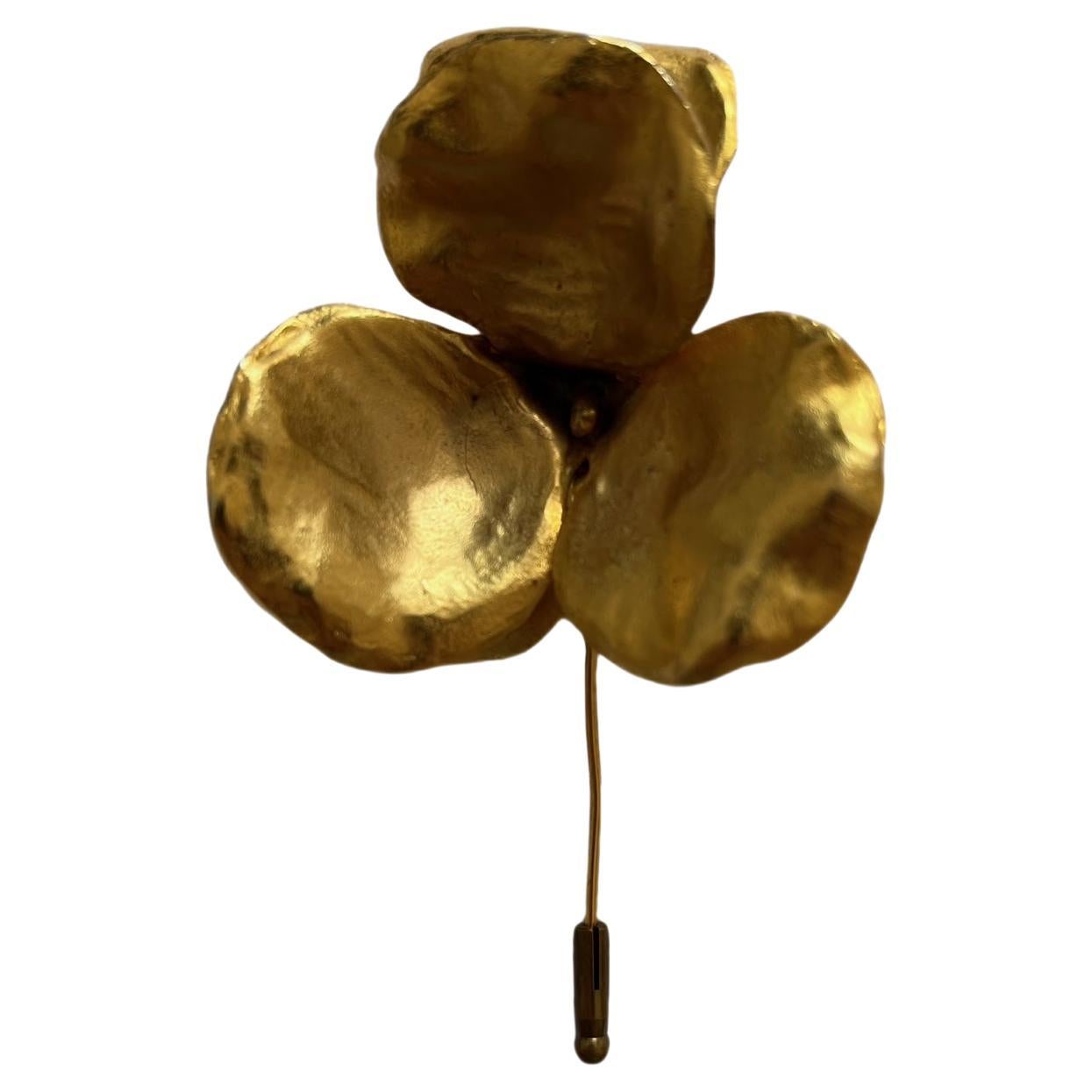 Gold Flower Brooch by Lanvin For Sale