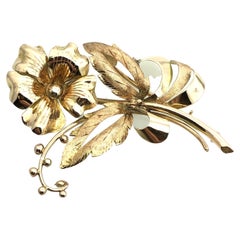 Antique Gold Flower Brooch in Tiffany Style