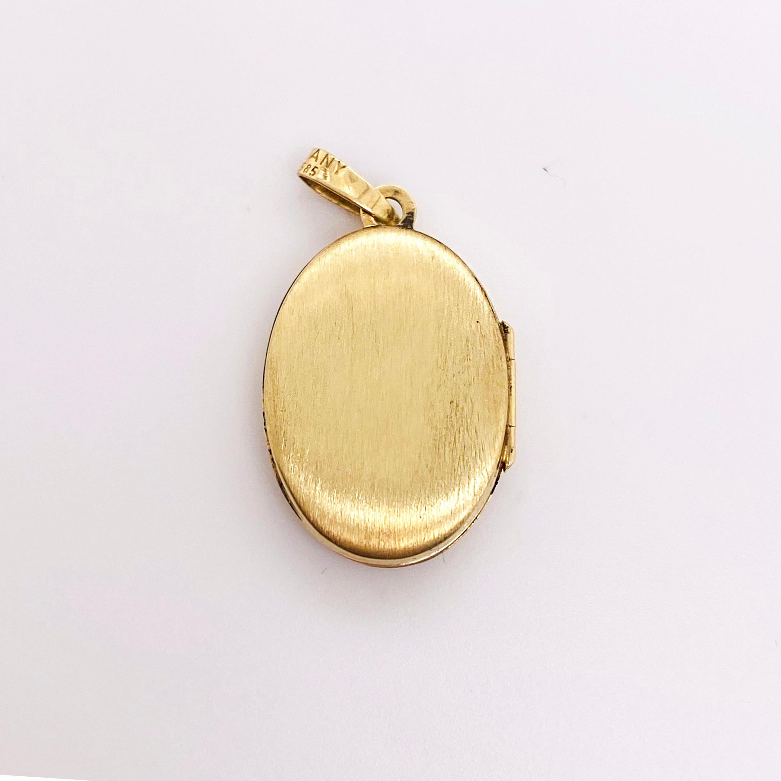 Gold Flower Locket, Vintage Inspired 14 Karat Gold Floral Oval Engraved Necklace 1