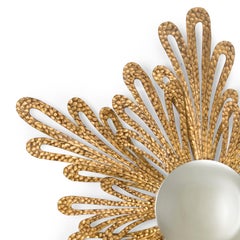 Gold Flower Mirror in Solid Wood with Antique Gold Paint