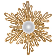 Gold Flower Mirror in Solid Wood with Antique Gold Paint