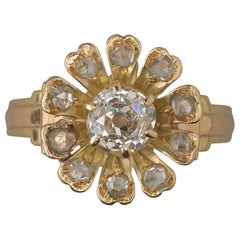 Gold Flower Ring with Diamonds