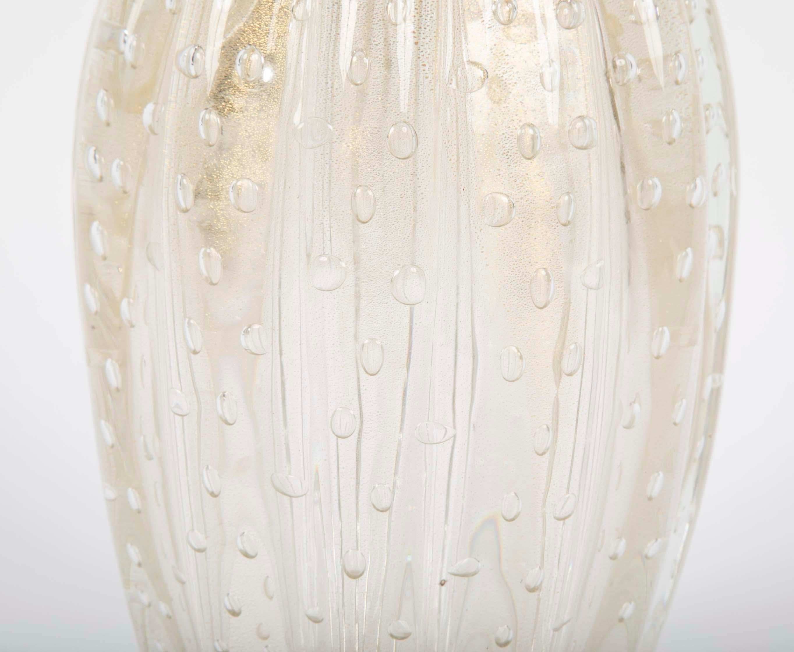 Mid-20th Century Gold Fluted and Ribbed Clear Glass Vase by Ercole Barovier for Barovier & Toso