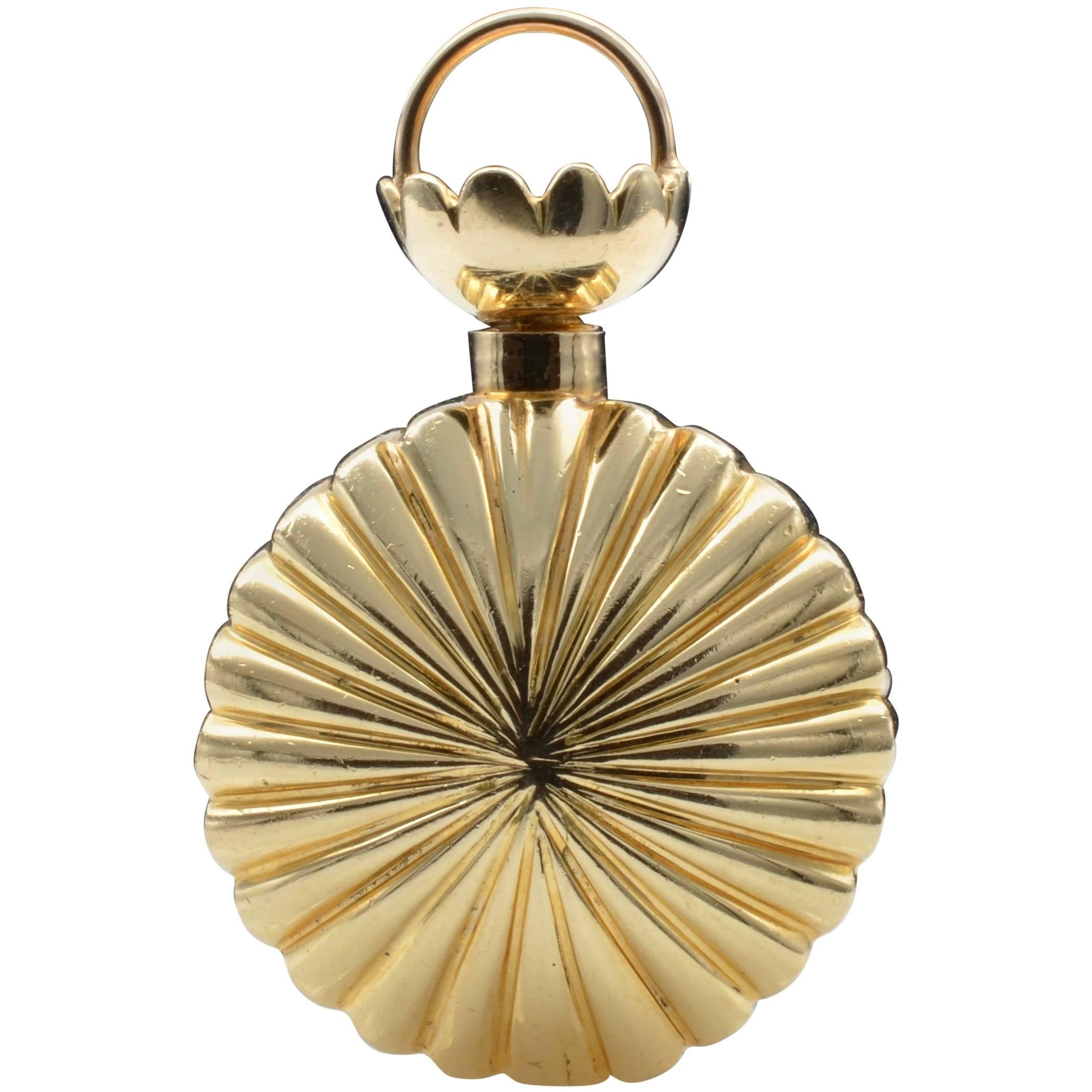Gold Fluted Perfume Bottle Pendant