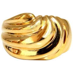 Gold Fluted Ring 14 Karat Waving High Shine Finish